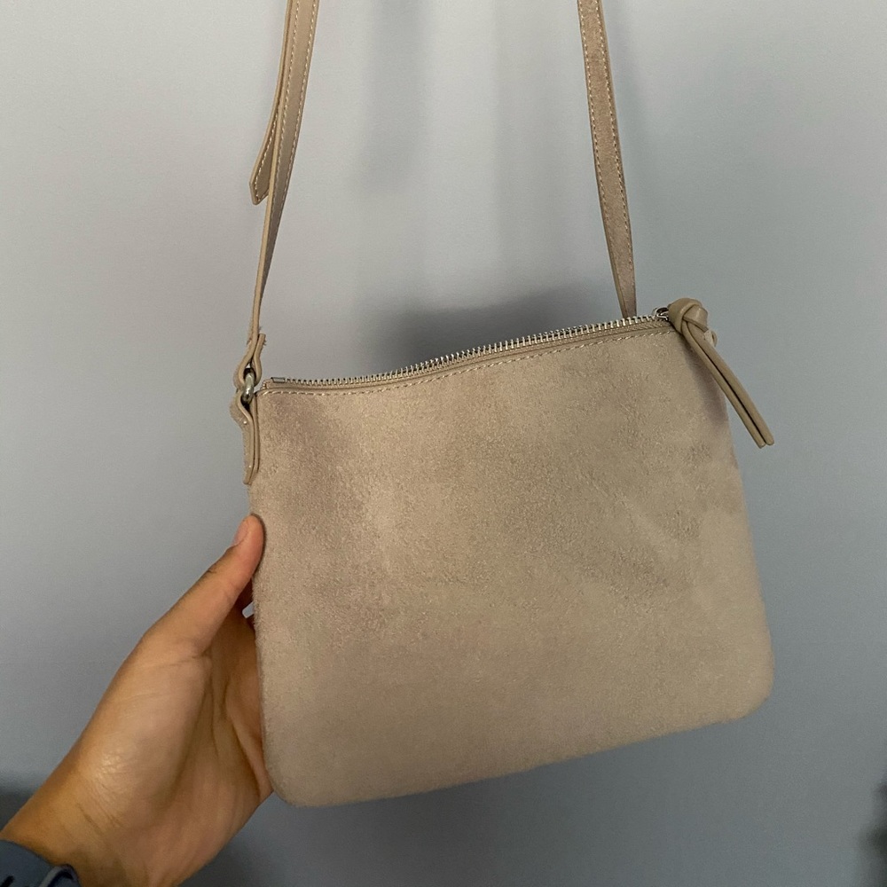 Beige double zipper mini bag